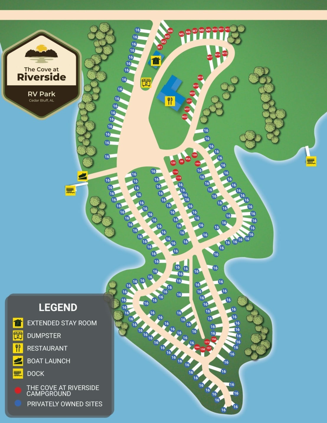 rv park map at the cover riverside